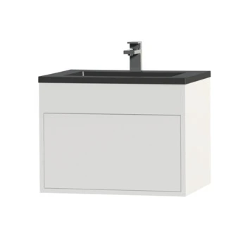 Tiger Helsinki Badkamermeubel 60 Cm Hoogglans Wit Met Wastafel Polybeton Zwart - Afbeelding 3