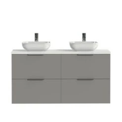 Tiger Badkamermeubel Studio 120cm Matgrijs/witte Waskom Met Profielgreep