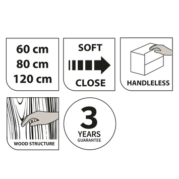 Tiger Reverse Meubelset 80 Cm Met 2 Lades Naturel Eik / Mat Wit Inclusief Oval Wastafel Hoogglans Wit - Afbeelding 4