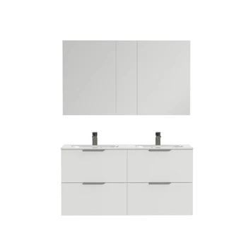 Tiger Badkamermeubel Studio 120cm Hoogglans Wit/matwit Met Platte RVS Greep