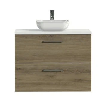 Tiger Badkamermeubel Studio 80cm Chalet Eik/witte Waskom Met Vierkante Greep