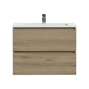 Tiger Karlo Badkamermeubel 80 Cm Chalet Eiken Met Wastafel Hoogglans Wit - Afbeelding 3