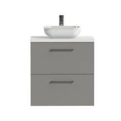 Tiger Badkamermeubel Studio 60 Cm Mat Grijs Met Keramische Waskom Hoogglans Wit En Ronde Grepen