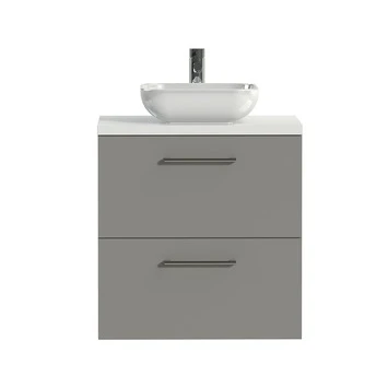 Tiger Badkamermeubel Studio 60 Cm Mat Grijs Met Keramische Waskom Hoogglans Wit En Ronde Grepen