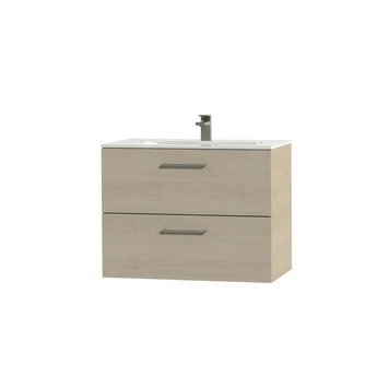 Tiger Badkamermeubel Studio 80cm Naturel Eik/wit Met RVS Greep - Afbeelding 3