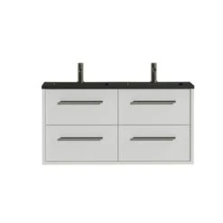 Tiger Badkamermeubel Boston 120cm Hoogglans Wit/matzwart Met Grepen RVS