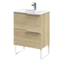 Tiger Badmeubelset Pocket 60 Cm Met 2 Lades Naturel Eik Incl. Looppoten