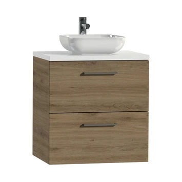 Tiger Badkamermeubel Studio 60cm Chalet Eik/witte Waskom Met Vierkante Greep - Afbeelding 2