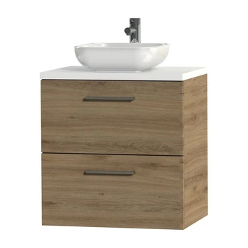 Tiger Badkamermeubel Studio 60cm Chalet Eik/witte Waskom Met Vierkante Greep - Afbeelding 3