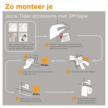 Tiger Toiletrolhouder Colar Met Klep RVS - Afbeelding 7