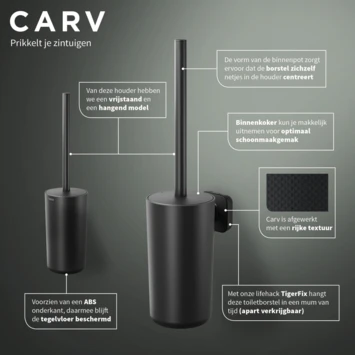 Tiger Carv Toiletborstel Met Houder Zwart - Afbeelding 5