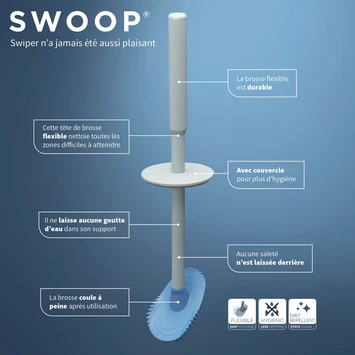 Tiger Toiletborstelhouder TESS Met Opbergfunctie Vrijstaand En Swoop Borstel Flexibel Wit/lichtgrijs - Afbeelding 15