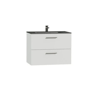 Tiger Badkamermeubel Studio 80cm Hooggglans Wit/matzwart Met RVS Greep