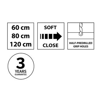 Tiger Maryport Badkamermeubelset 60 Cm Mat Wit Met Licht Eiken Wasblad, Witte Keramische Opzetkom En Matzwarte Grepen - Afbeelding 2