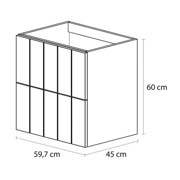 Tiger Maryport Badkamermeubelset 60 Cm Mat Wit Met Licht Eiken Wasblad, Witte Keramische Opzetkom En Matzwarte Grepen - Afbeelding 4