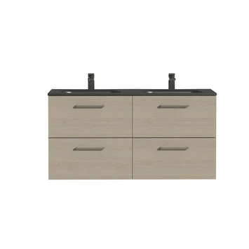 Tiger Badkamermeubel Studio 120cm Naturel Eik/matzwart Met RVS Greep - Afbeelding 2