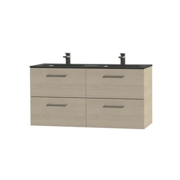 Tiger Badkamermeubel Studio 120cm Naturel Eik/matzwart Met RVS Greep - Afbeelding 3